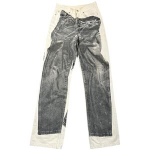 WEEKDAY Rowe Trompe L’Oeil Print Jeans Black on Off-white Denim - 26